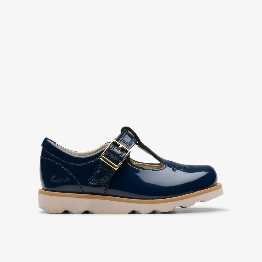 peuterprint met kroonmotief - marineblauw lakleer