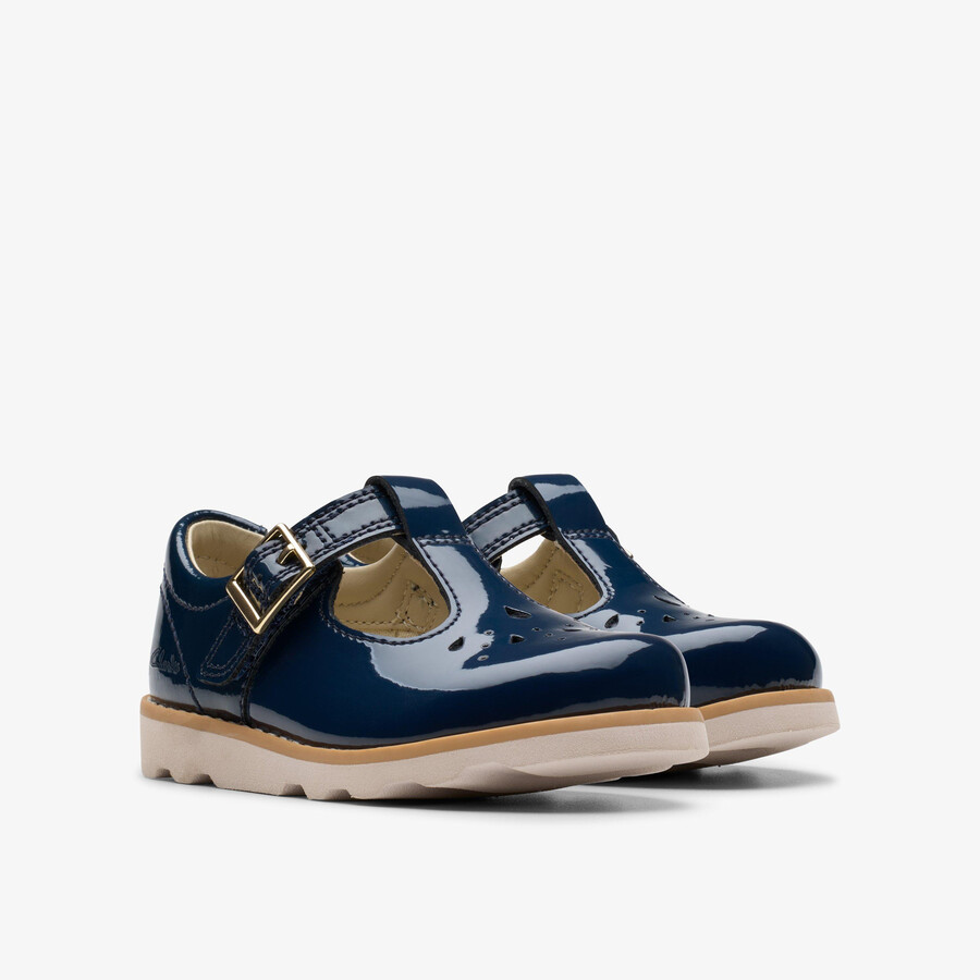 peuterprint met kroonmotief - marineblauw lakleer