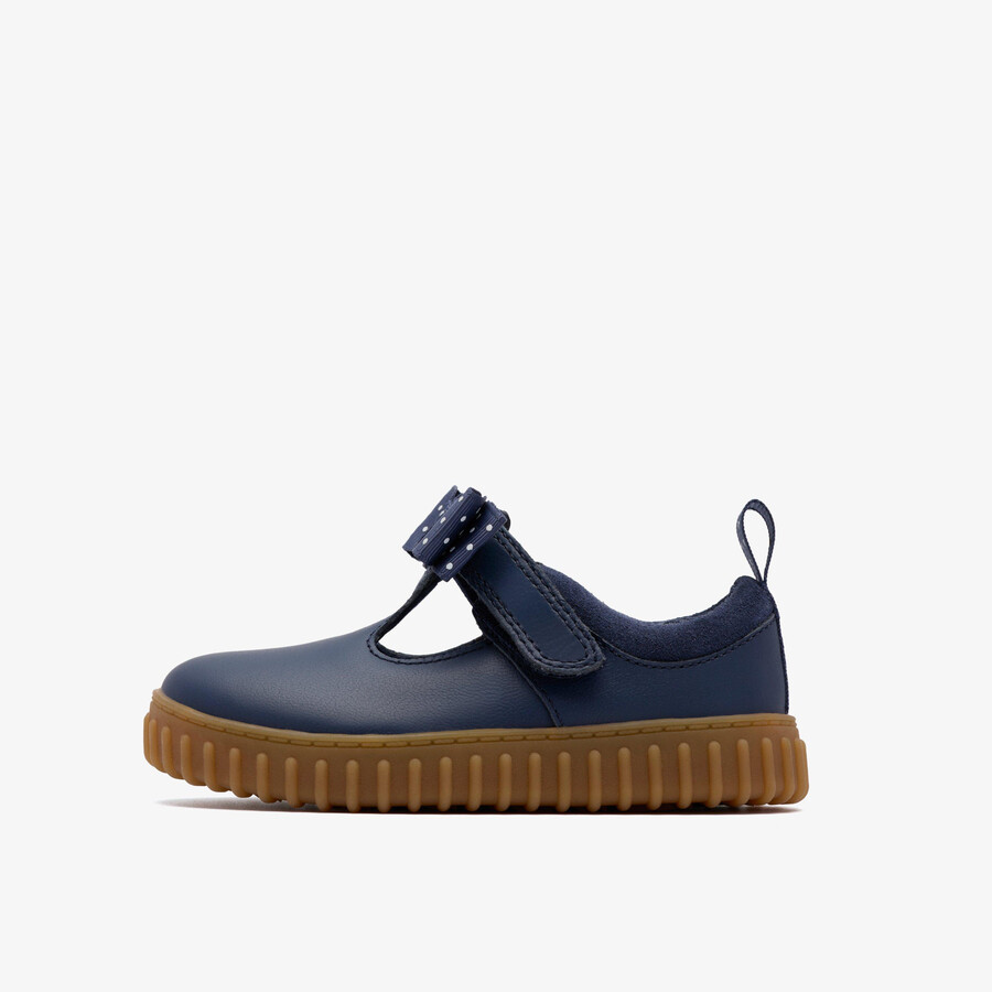 cove bow peuter - marineblauw leer