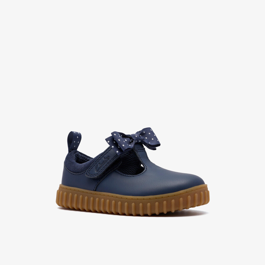 cove bow peuter - marineblauw leer