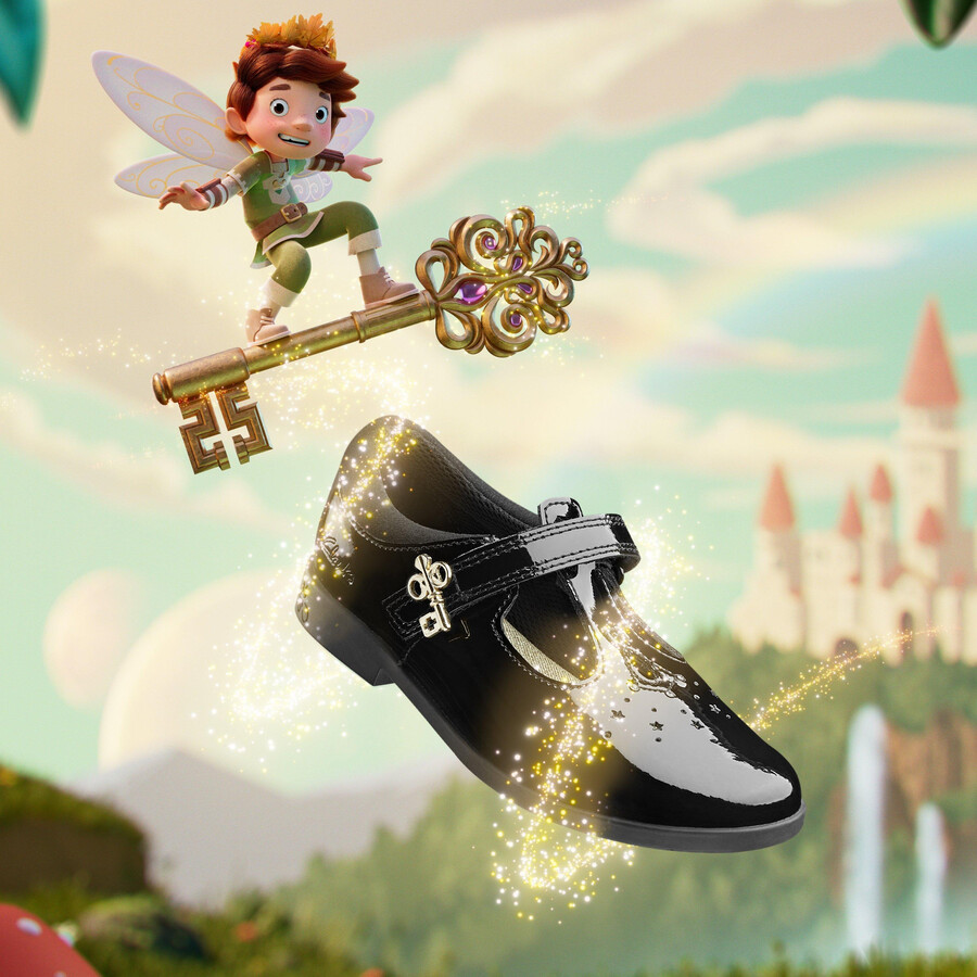 lock shine kid - zwart lakleer