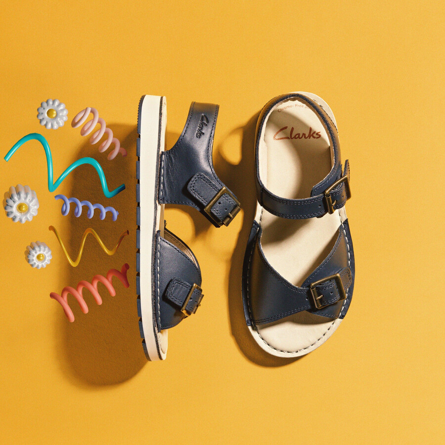 playsun kid - marineblauw leer