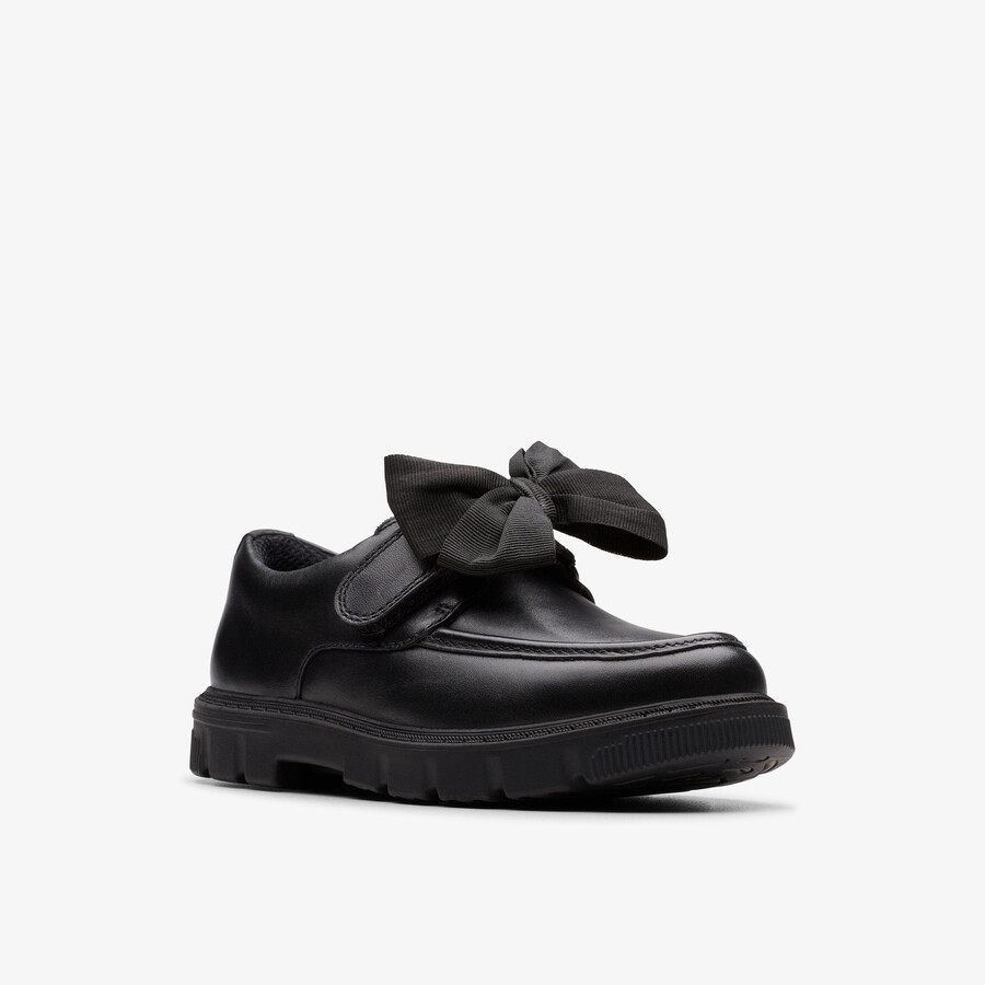 lorcam bow kid - zwart leer