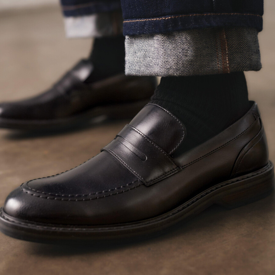 aldwin step loafer - zwart leer