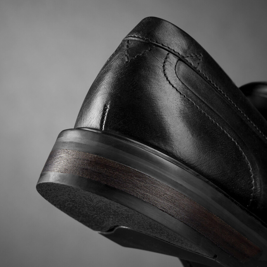 aldwin step loafer - zwart leer