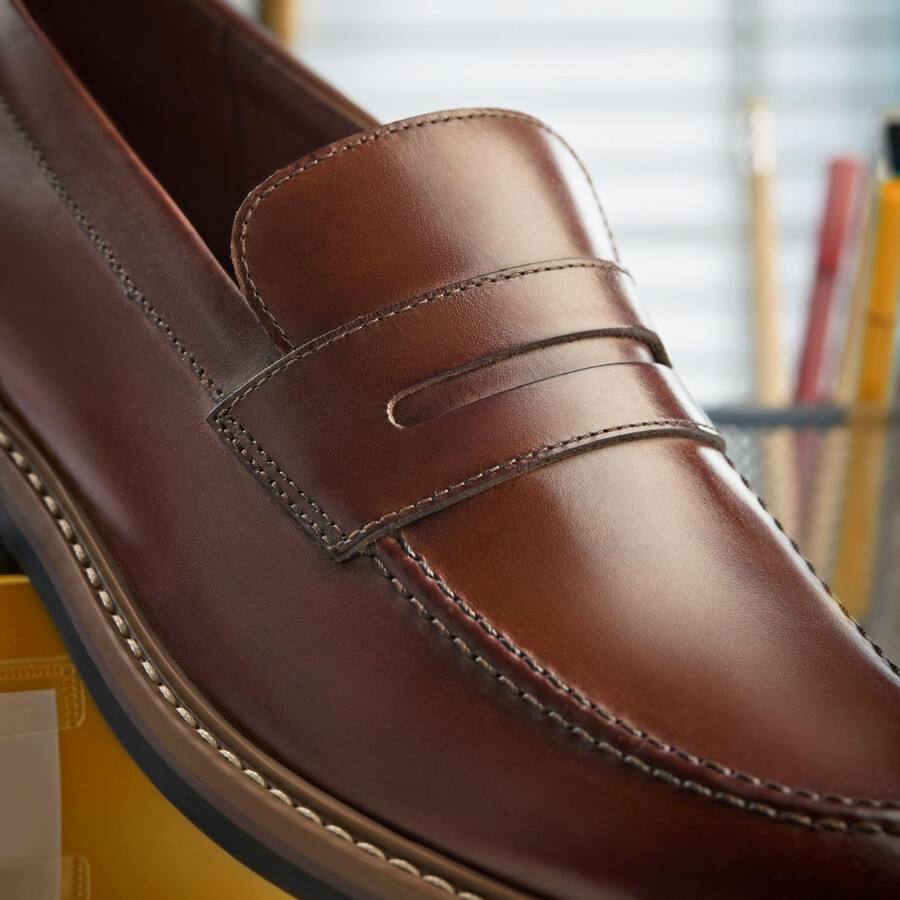 aldwin step loafer - middelbruin leer