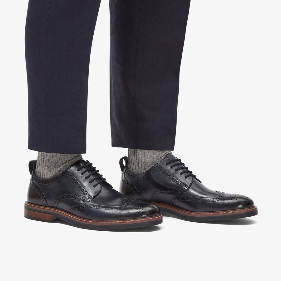 aldwin limit brogue - marineblauw leer