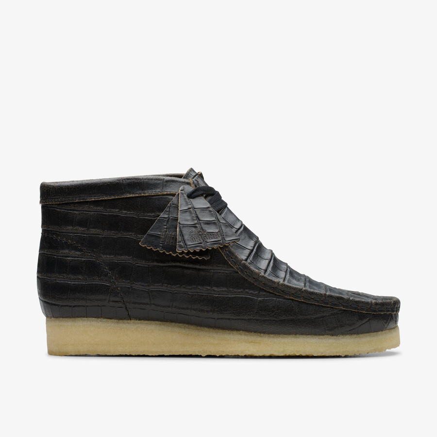 wallabee boot - zwart krokodillenleer