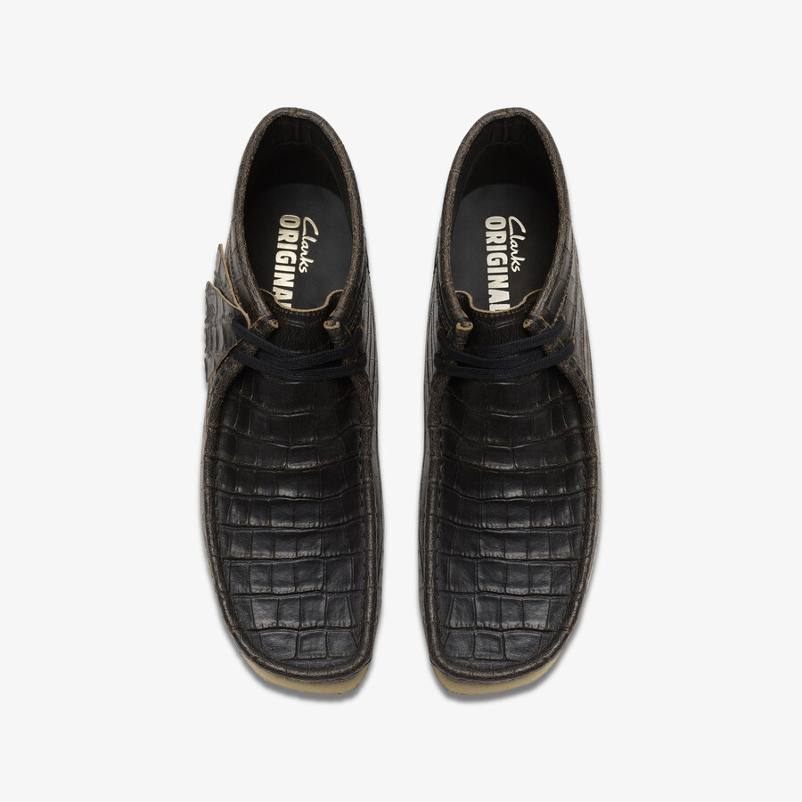 wallabee boot - zwart krokodillenleer