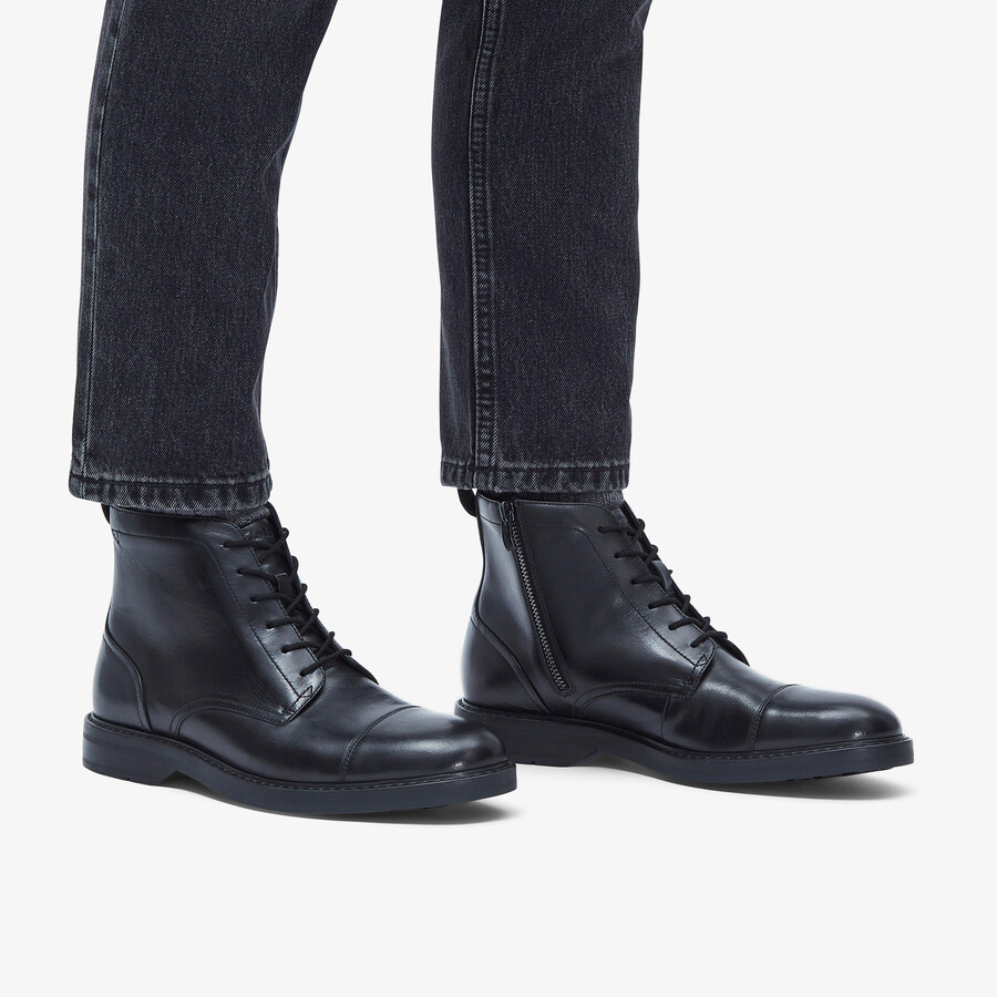 aldwin cap - zwart leer