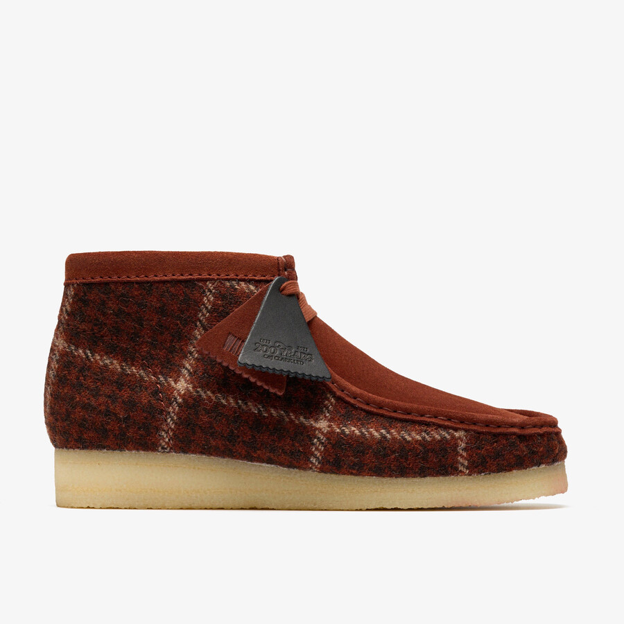 wallabee-laars - combinatie van roestbruine tweedstof