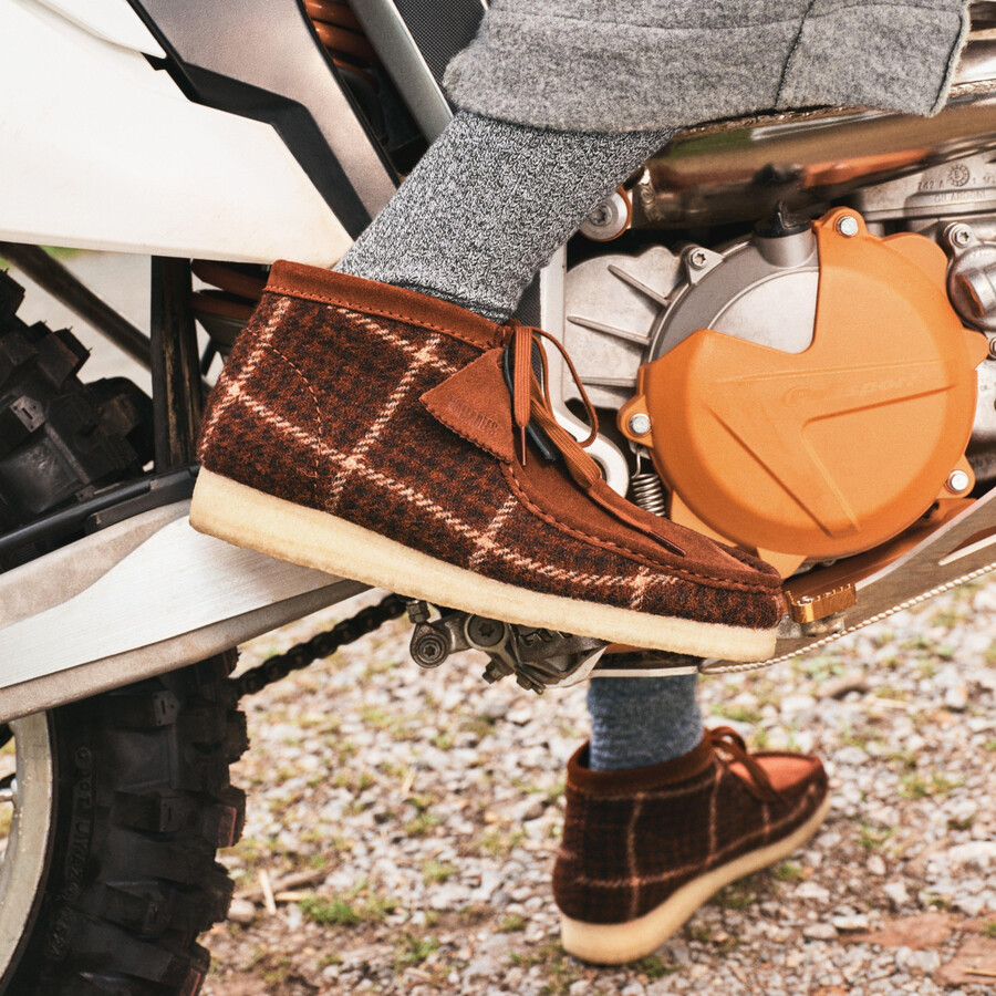 wallabee-laars - combinatie van roestbruine tweedstof