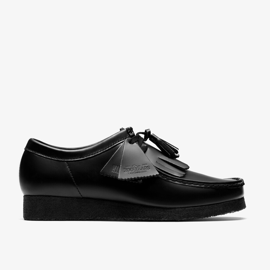 wallabee - zwart hoogglanzend leer