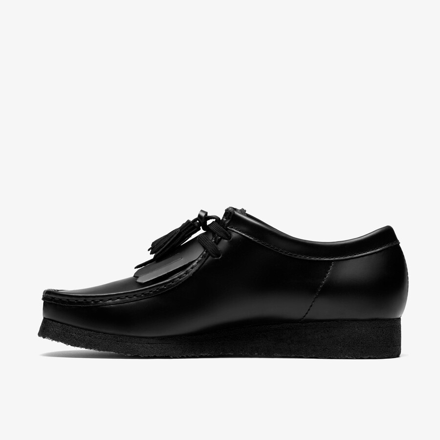 wallabee - zwart hoogglanzend leer