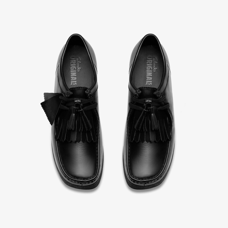 wallabee - zwart hoogglanzend leer