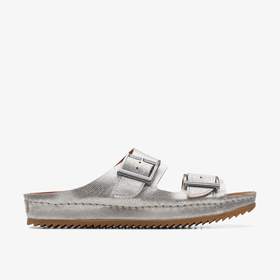 brookleigh sun - zilverkleurig leer