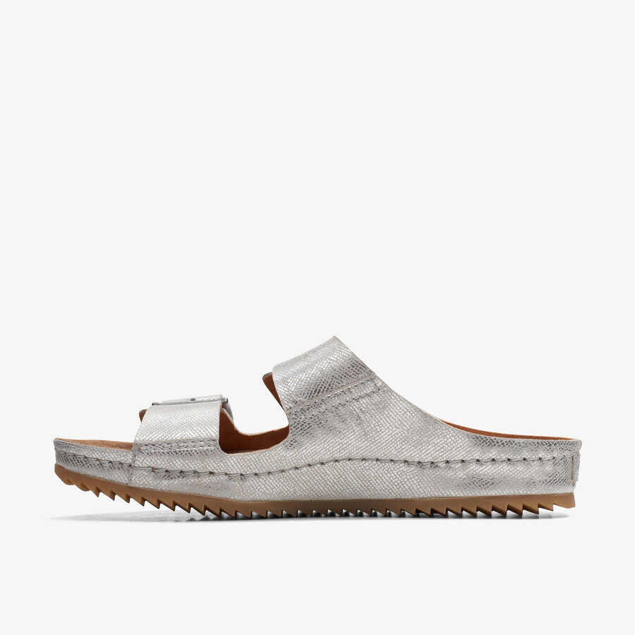 brookleigh sun - zilverkleurig leer