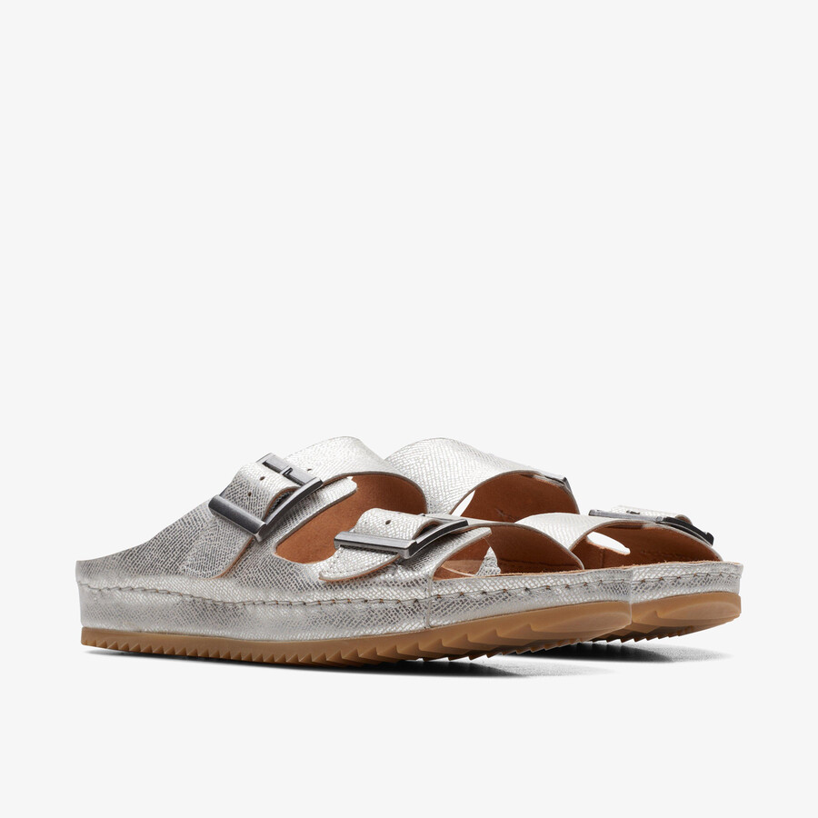 brookleigh sun - zilverkleurig leer
