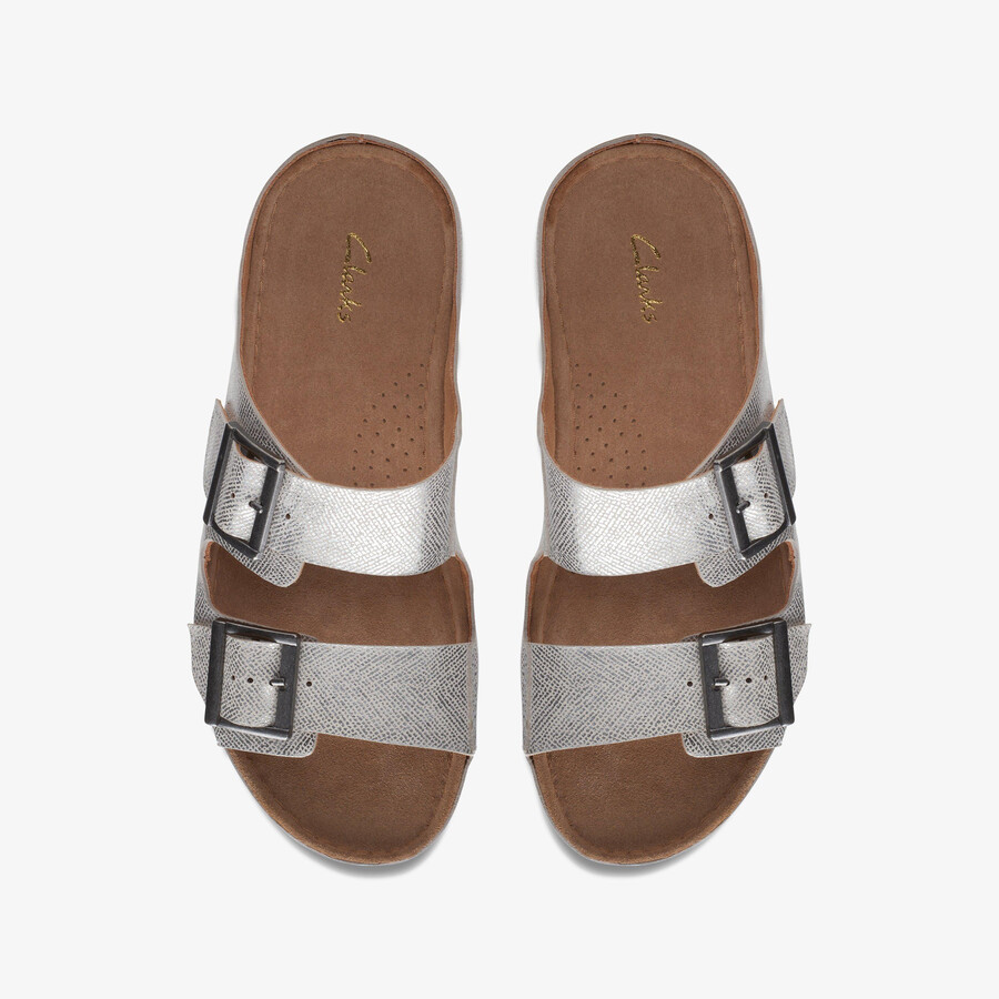 brookleigh sun - zilverkleurig leer