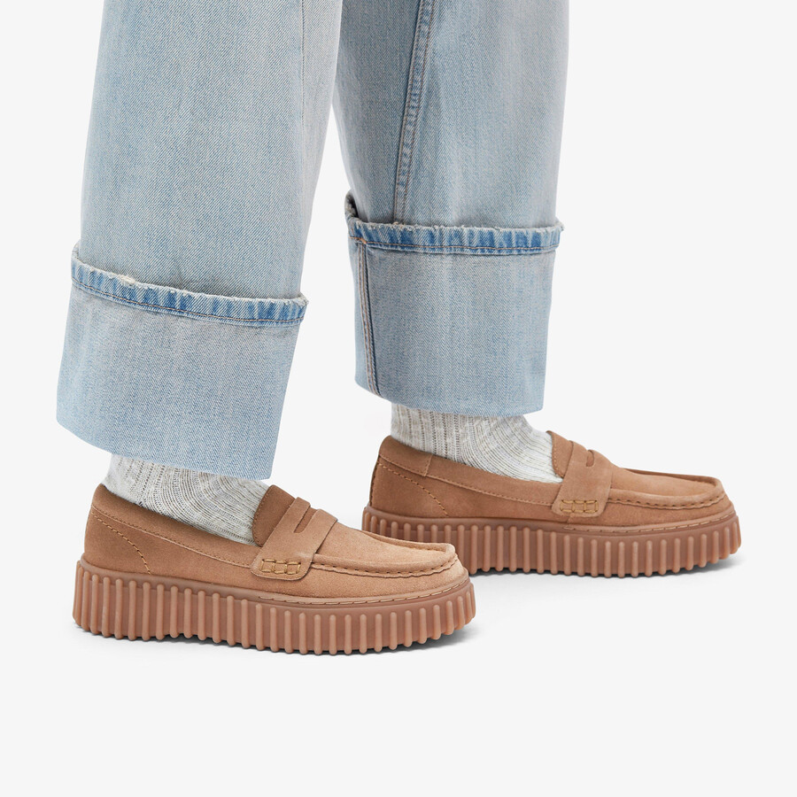 torhill penny loafer - lichtbruin suède