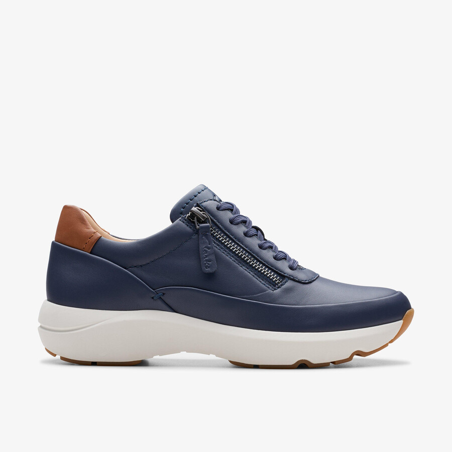 tivoli zip - marineblauw leer