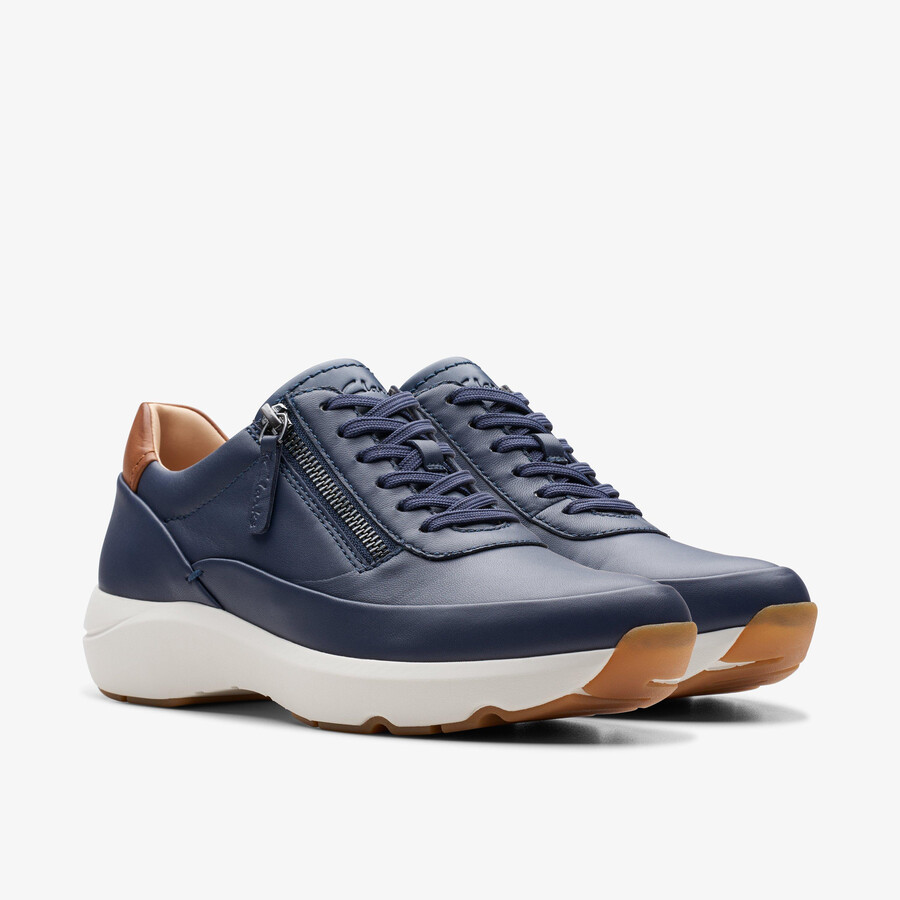 tivoli zip - marineblauw leer