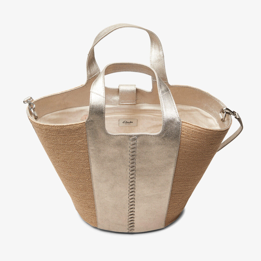 summery large - champagnekleurig leer