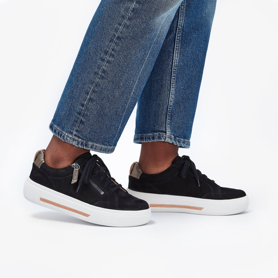 hollyhock zip - zwart nubuck
