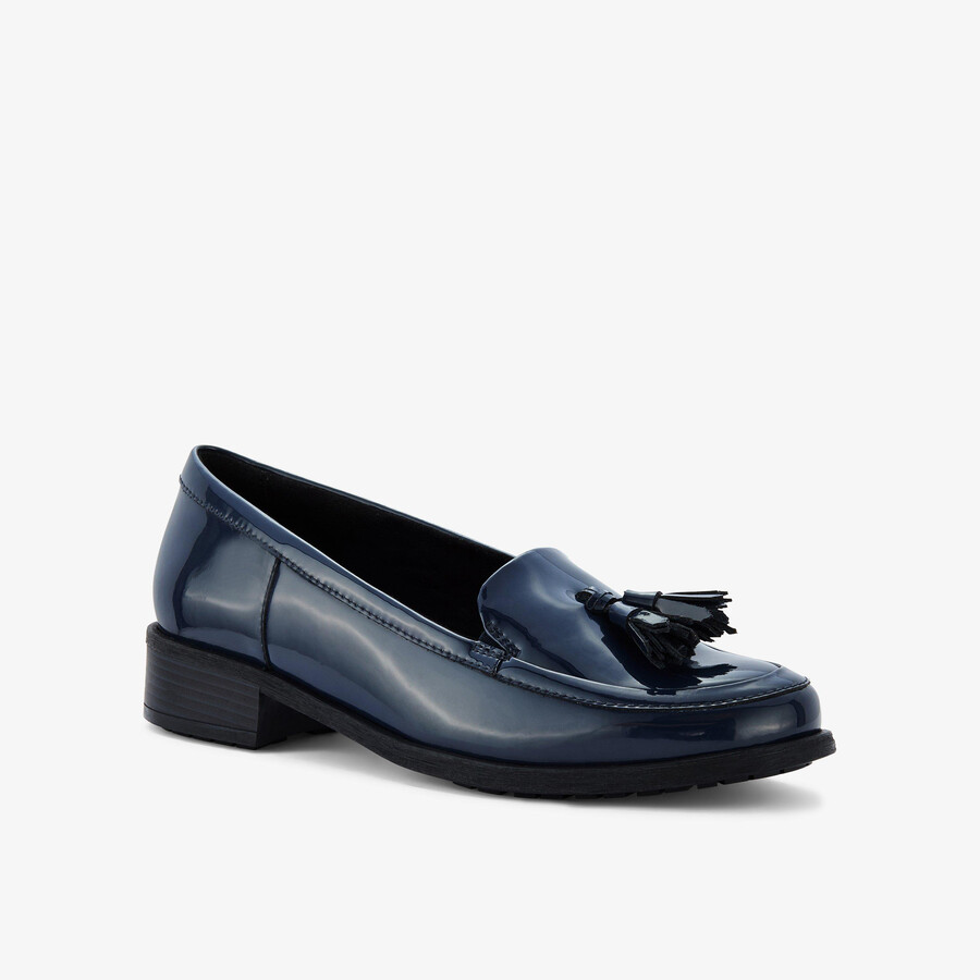 havisham edge loafer - marineblauw lakleer