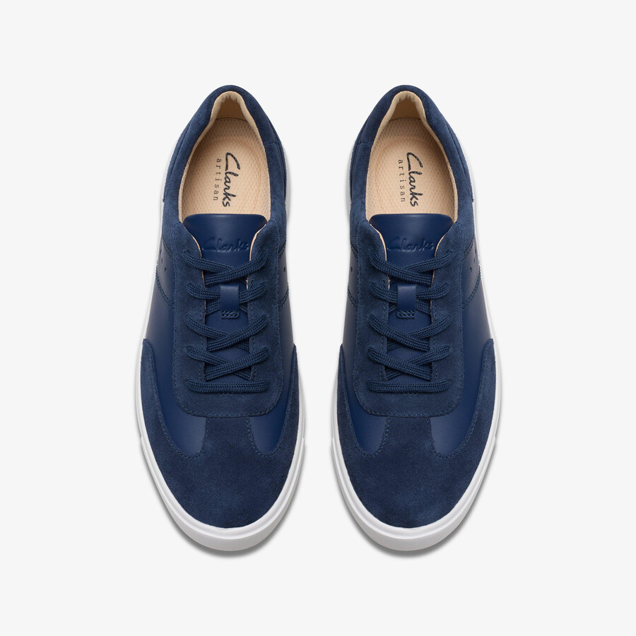 makea court - marineblauw leer