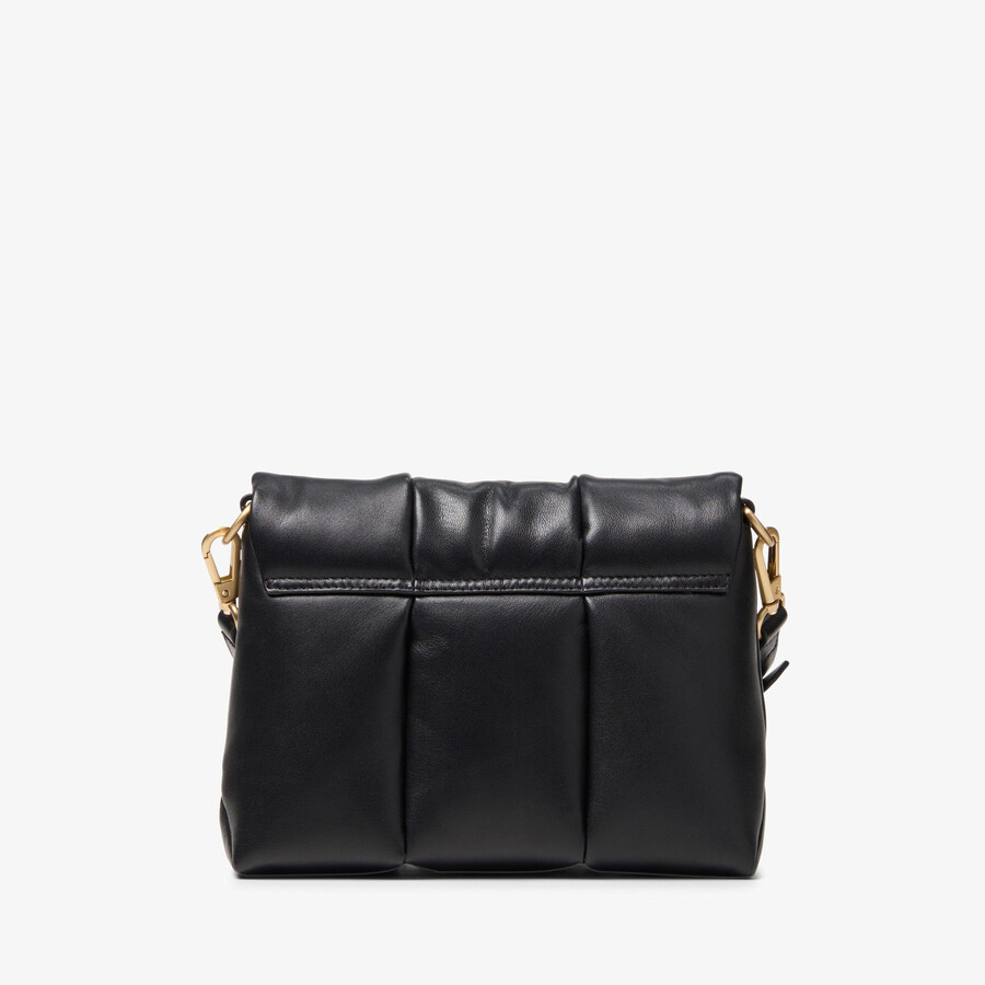 opgezette crossbodytas - zwart leer