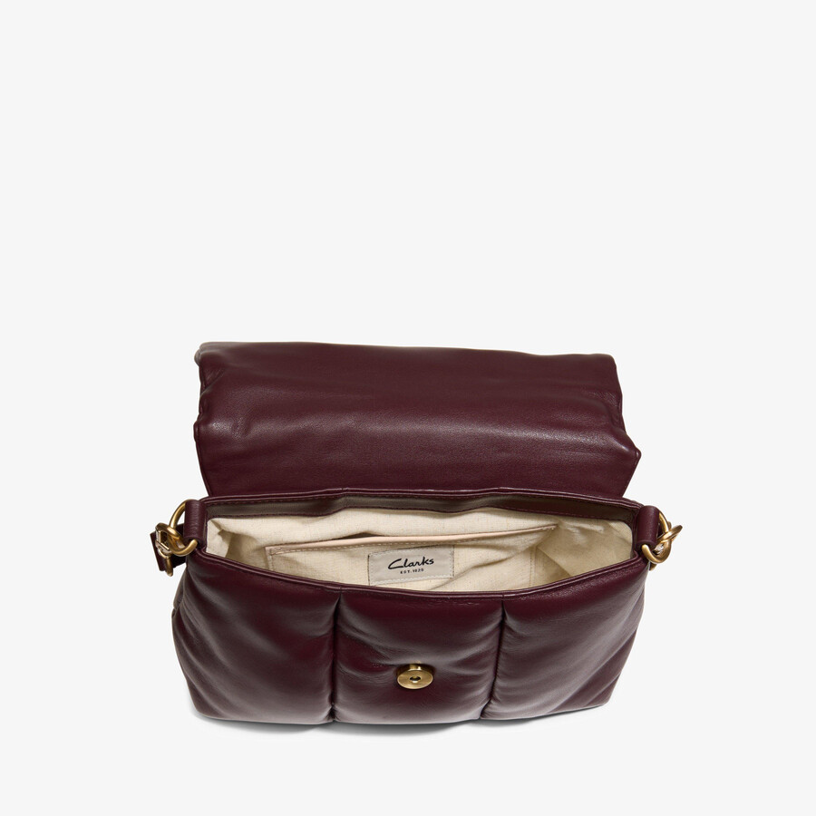 opgezette crossbodytas - bordeauxrood leer